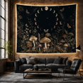 thumbnail image 6 of Mushrooms Under a Circle of Moon Phases Against Black Background, Mystical Gothic for Dark Academia Fans, Botanical Dusk Art, Halloween Gift Tapestry Wall Hanging for Bedroom and Meditation Room, 6 of 7