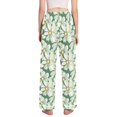 thumbnail image 3 of Dailycode Women's Pajama Pants Wide Leg Lounge Pj Bottoms With Pockets Vintage White Daisies, 3 of 7