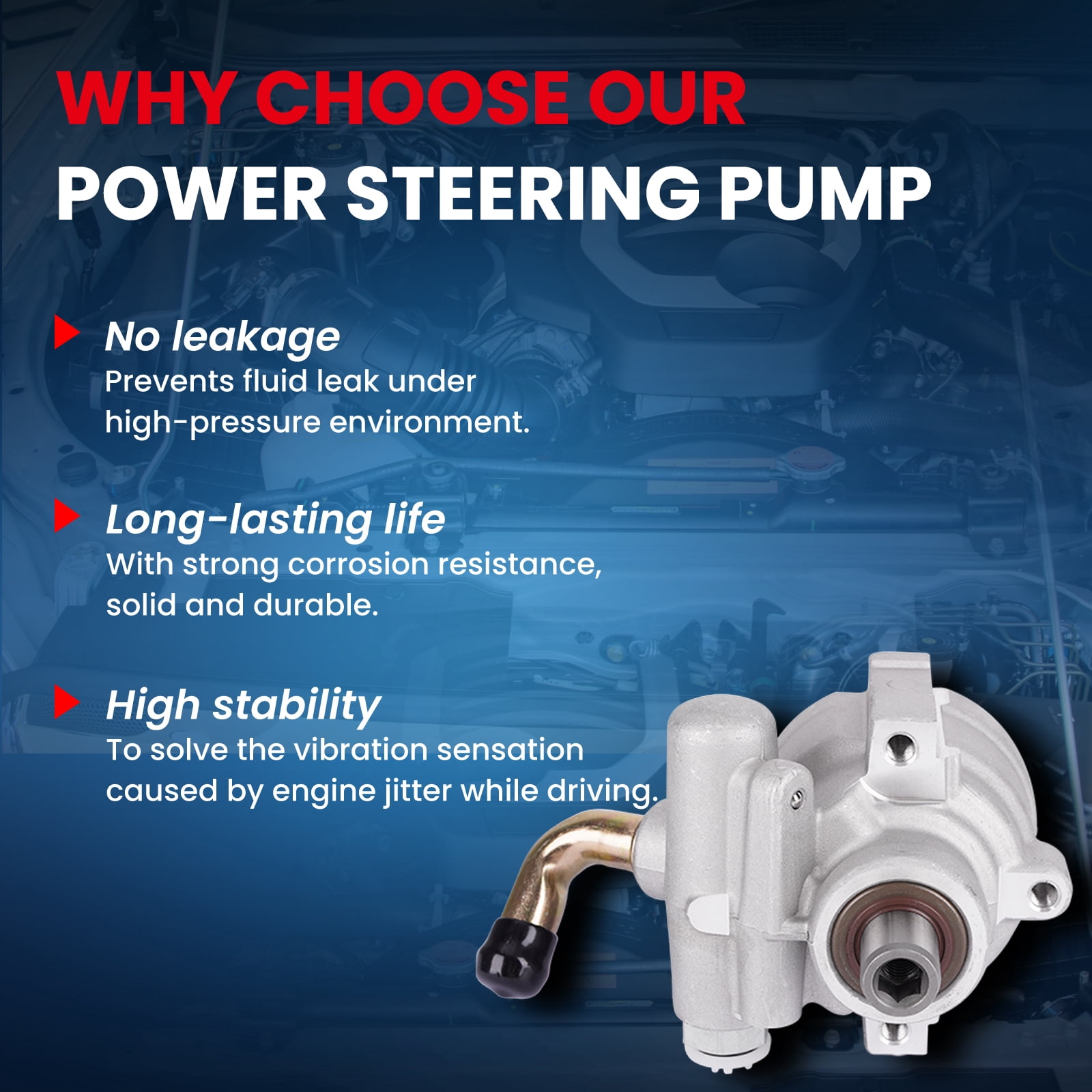 MOCA AUTOPARTS Power Steering Pump Fit for 2008-2009 Buick Allure 5.3L & 2006-2009 Chevrolet Impala 5.3L & 2005-2008 Pontiac Grand Prix 5.3L