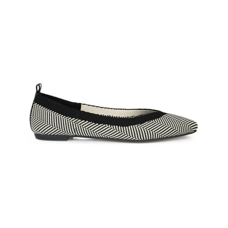 

JOURNEE COLLECTION Womens Black Herringbone Cushioned Karise Pointed Toe Slip On Flats 10