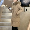 thumbnail image 4 of Uhndy Jackets for Women, Women Winter Fashion Tooling Long Slim Hooded Cotton Jacket Coat Winter Coats Christmas Gifts for Women, 4 of 6