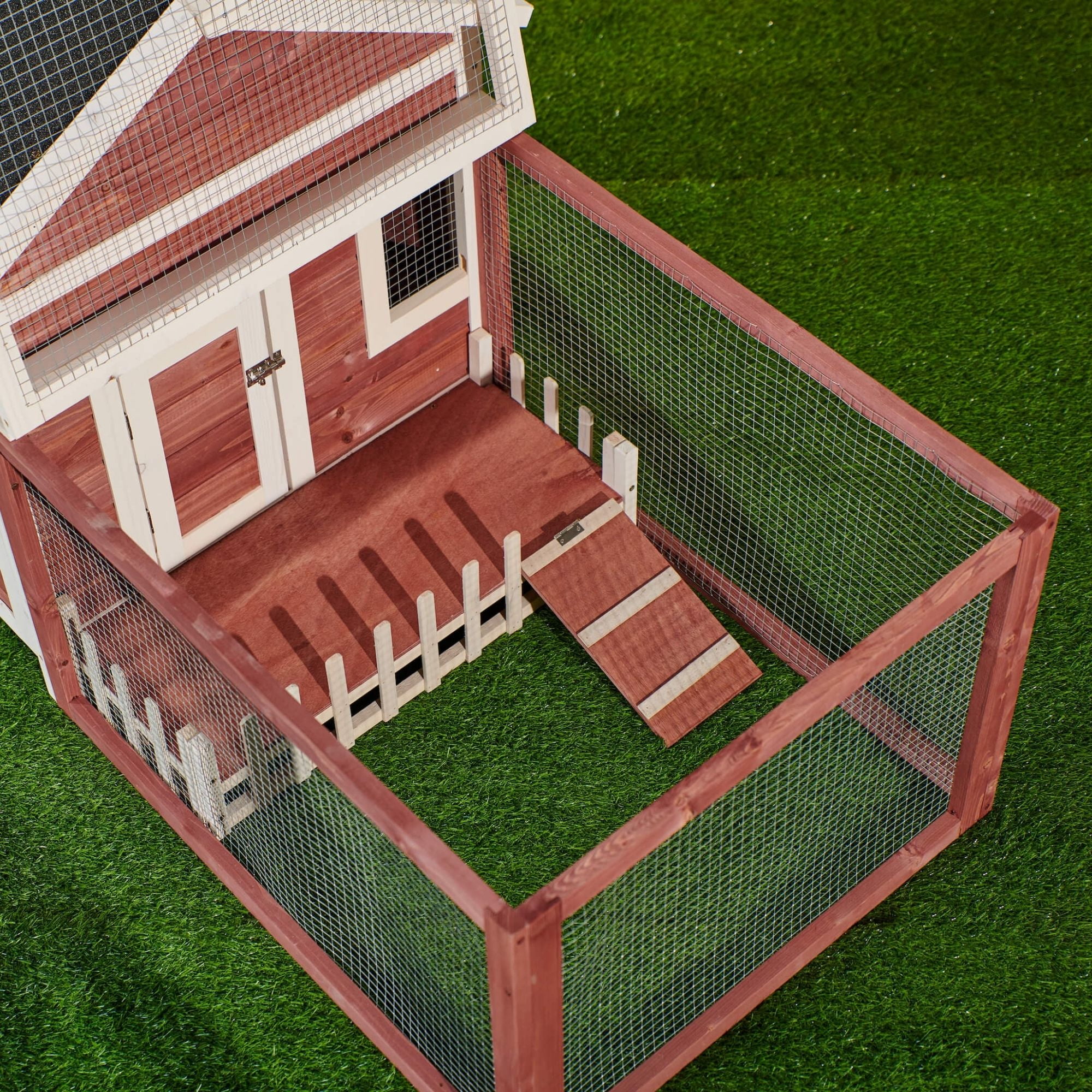 Kadyn Poultry Cage w/ Wire Fence, chicken coop Hutch Cage for Backyard and Outdoors, Auburn Kadyn Poultry Cage w/ Wire Fence, chicken coop Hutch Cage for Backyard and Outdoors, Auburn