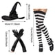 thumbnail image 3 of Conjunto de sombrero de bruja arrugado de Halloween con calcetines a rayas negras y guantes largos de satén. Colección completa de accesorios de disfraz de bruja., 3 of 4