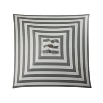 Classic Wood 6.5 ft Square Market Umbrella in Soft Black and Ivory Stripe