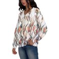 thumbnail image 4 of Women's Fashion Retro Floral Print Long-Sleeve V-Neck Sweatshirt with Dyed Effect Pattern, Unique Artistic Top for Women's Fashion Statement,Beige,L, 4 of 7