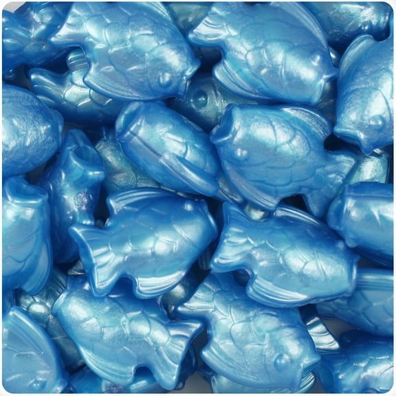 BeadTin Dark Blue Pearl 24mm Fish Pony Beads (24pcs)