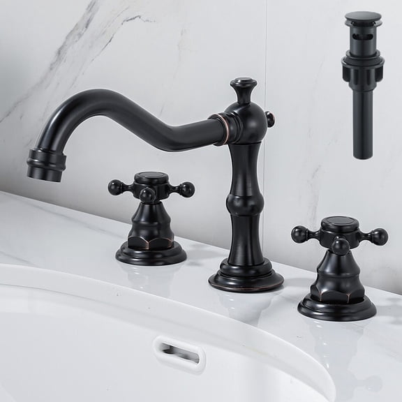 8'' Widespread Oil Rubbed Bronze Bathroom Sink Faucet 3 Hole Basin Mixer W/Drain For Daily Life