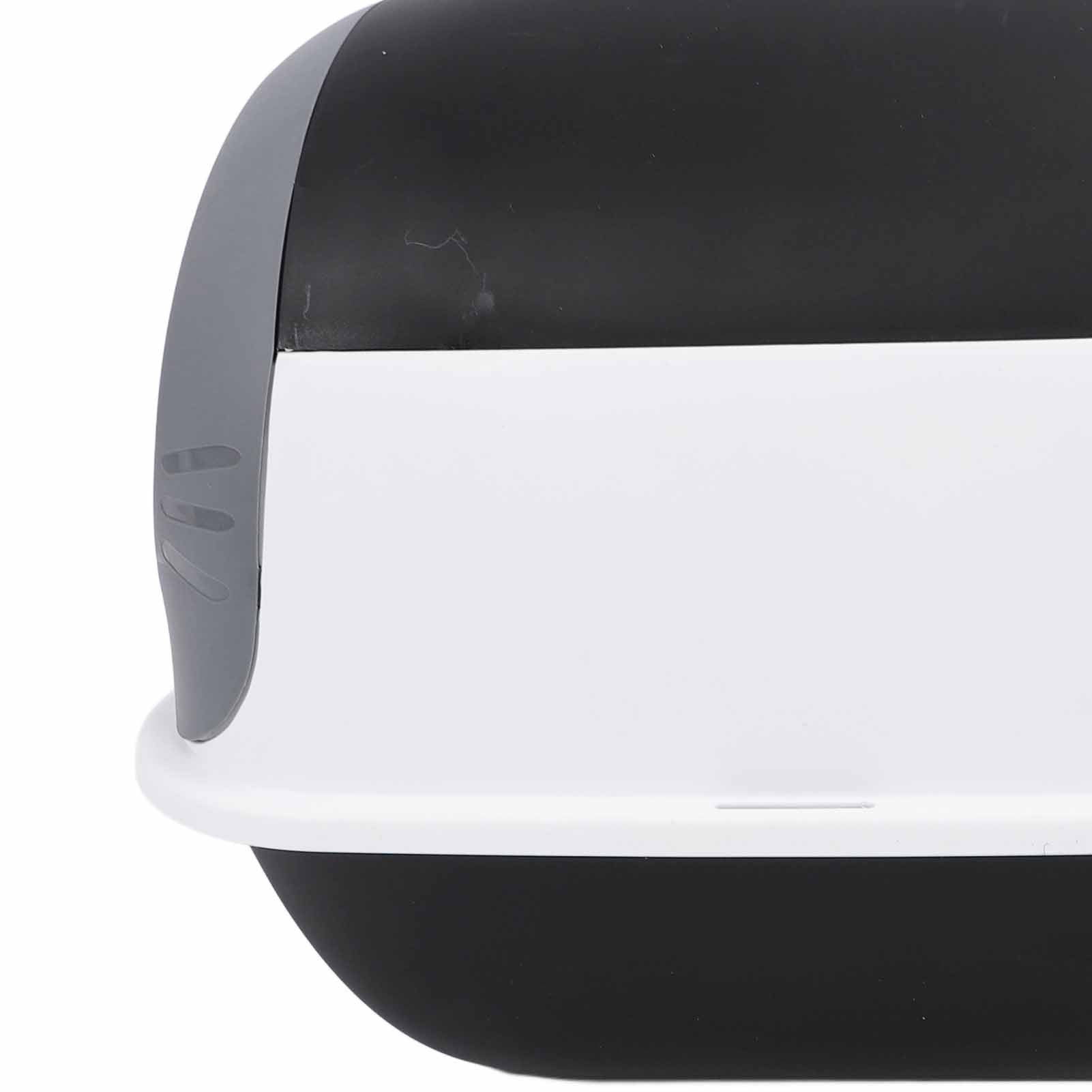 LAZIOEGR Enclosed Plastic Litter Box Extra Large Odor Resistant Easy Cleaning Covered Kitty Litter Box with Scoop for Indoor Cats, Black (20.87 inches / 53 cm)