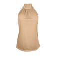 thumbnail image 6 of felwors Summer Sleeveless Neck Halter Tank Tops Back Pleated Casual Keyhole Cami Blouse Khaki for Size XL, 6 of 7