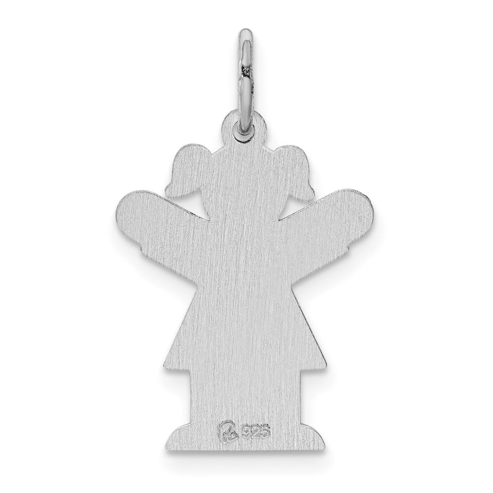 925 Sterling Silver Solid Polished Laser-cut Charm 24x15mm Wide Pendant Necklace for Women
