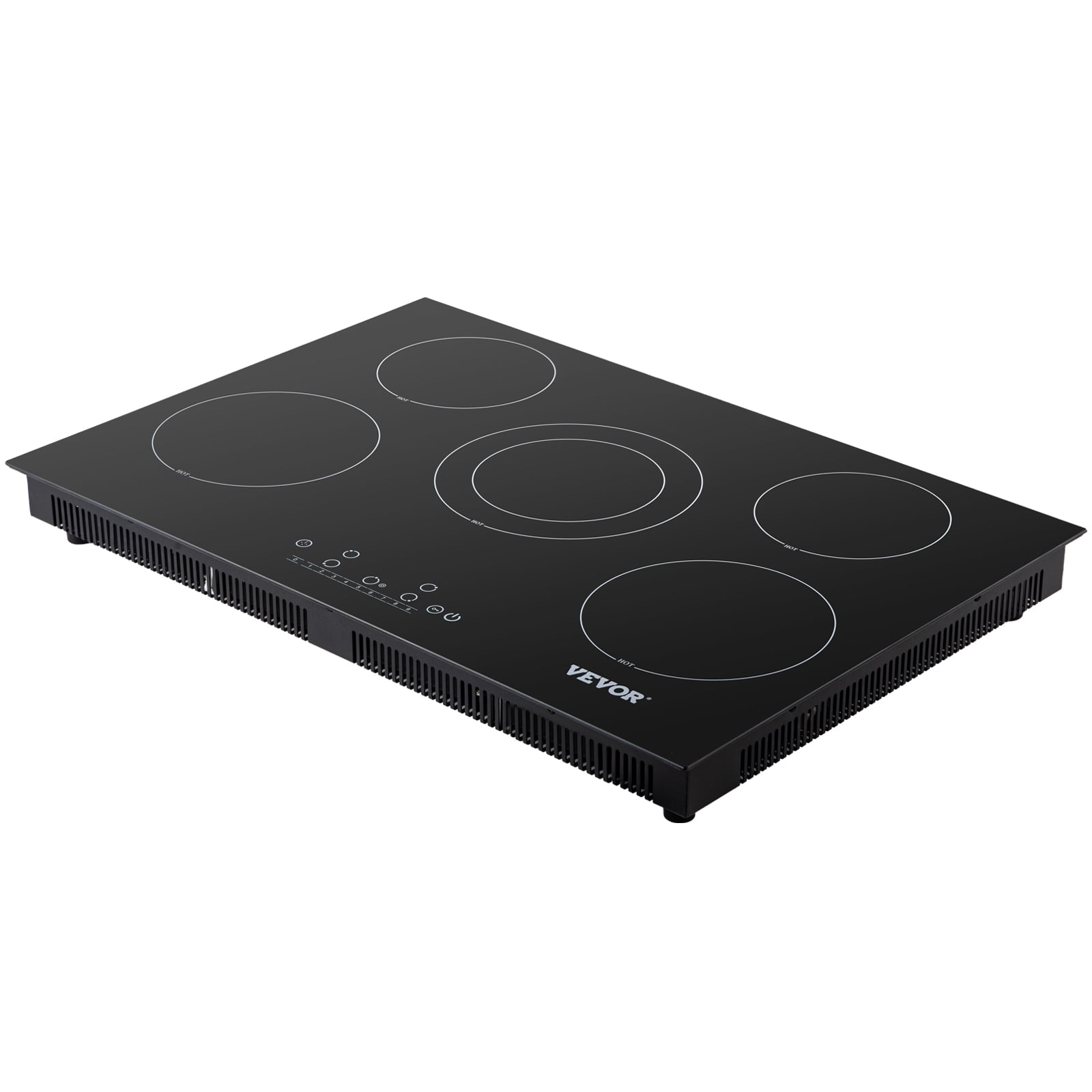 BENTISM 5 Burners Built in Electric Stove Top 240V Ceramic Glass Radiant Cooktop with Sensor Touch Control, Black