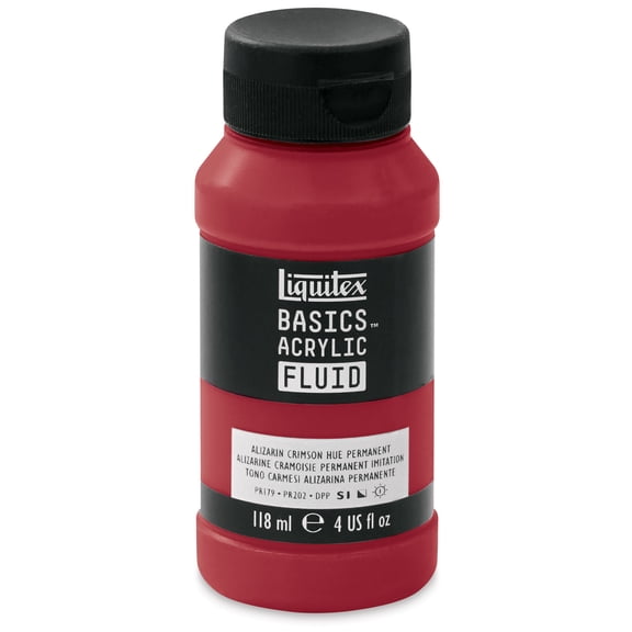 Liquitex BASICS Acrylic Fluid, 118 mL Bottle, Alizarin Crimson Permanent Hue