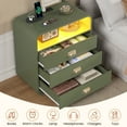 thumbnail image 4 of Nightstand Set of 2 with Charging Station and LED Lights, Modern Bedside Table W/3 Storage Drawers, Curved Profile Design, Unique Green, 4 of 6