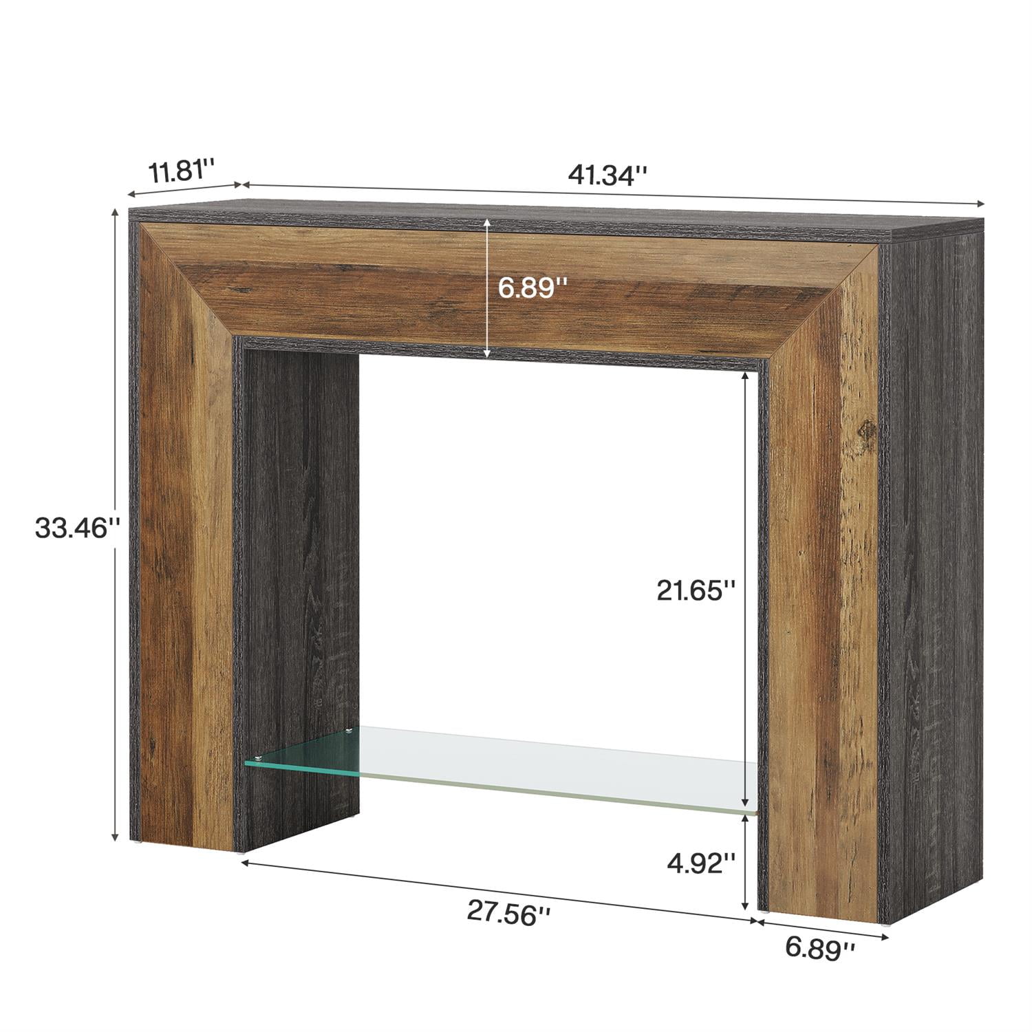 Demi Bonn 41" Console Table Dual-Tone Farmhouse Sofa Table, Stylish End Table for Living Room, Brown