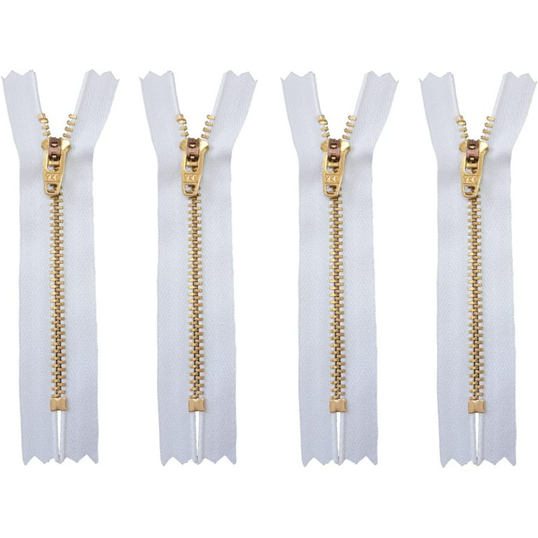 7 inch Metal Zipper Beige Ivory 7” Silver Brass Metal Heavy Duty Zippers  Non Separating Sewing Zipper Craft Zippers