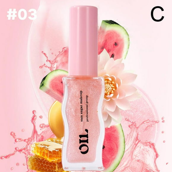 03#SAM SUGAR Fruit Honey Essence Lip Oil Lasting Moisturizing Diminish Lip Lines Lip Honey Transparent Pearlescent Lip Glaze 8ml