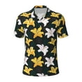 thumbnail image 2 of Daiia Lilies Flowers Pattern Men’s Polo Shirts,Solid Deck Shirt,Classic Fit, Breathable Cotton Polo for Casual and Sport Wear-Large, 2 of 7