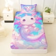 thumbnail image 3 of Erosebridal Cute Animals Axolotl Twin Sheet Sets,Kawaii Rainbow Stars Bedding For Girls Kids 3 Pieces, 3 of 6
