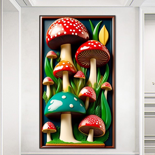 Cuadros Decorativos Pintura de diamante 5D DIY Taladro redondo completo Seta Decoración Arte Artesanía (w2307) Wdftyju embutido en tela