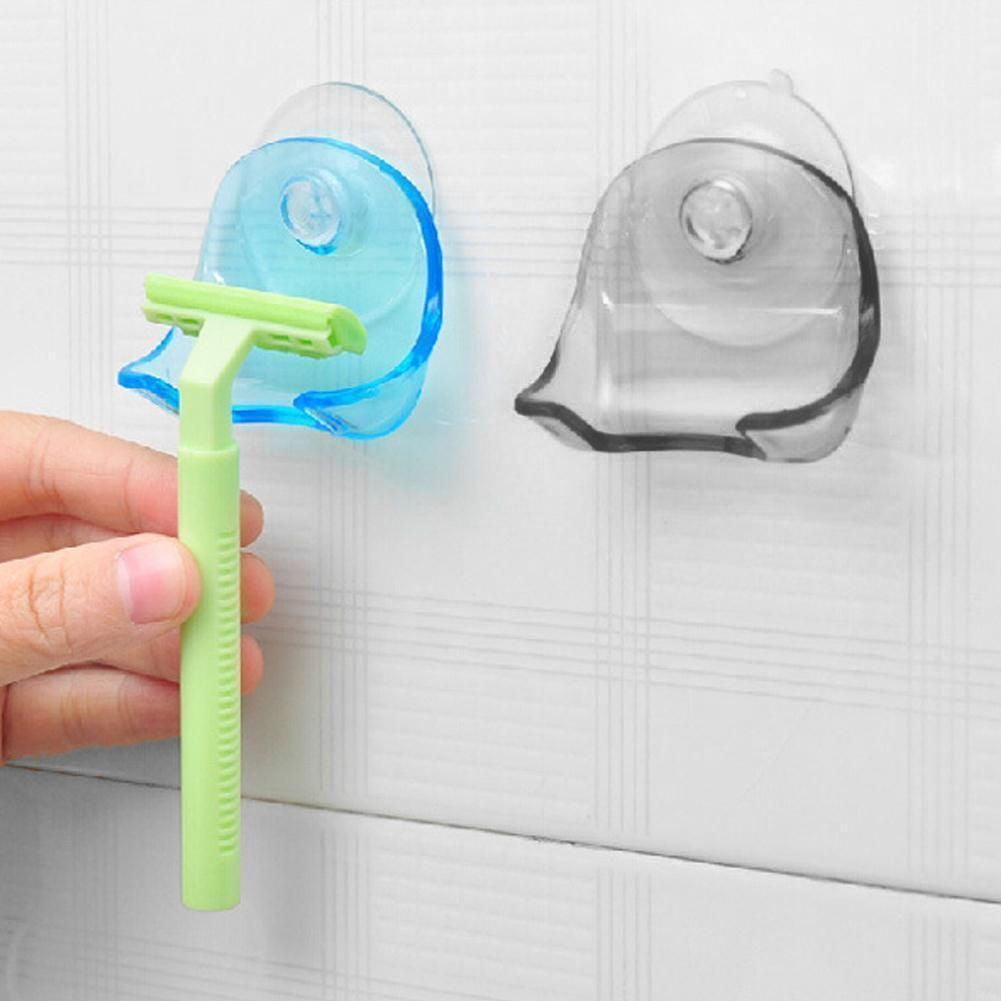 Plastic Sucked Suction Cup Razor Shaver Holder Wall-mounted Rack Hanger 6A 