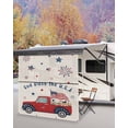 thumbnail image 5 of 4th of July RV Awning Sun Shade Screen 9'X7' American Flag Mesh Sunscreen Red Truck Stars Stripes Awning Shade Screen with Zipper UV Blocker Completed Kits Outdoor Canopy for RV Motorhome Camper, 5 of 7