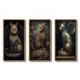 thumbnail image 2 of Designart "Glamorous Gold Cat Retro Blue" Animals Cat Framed Wall Art Set Of 3 - Blue Cat Frame Canvas Set For Living Room Decor, 2 of 6