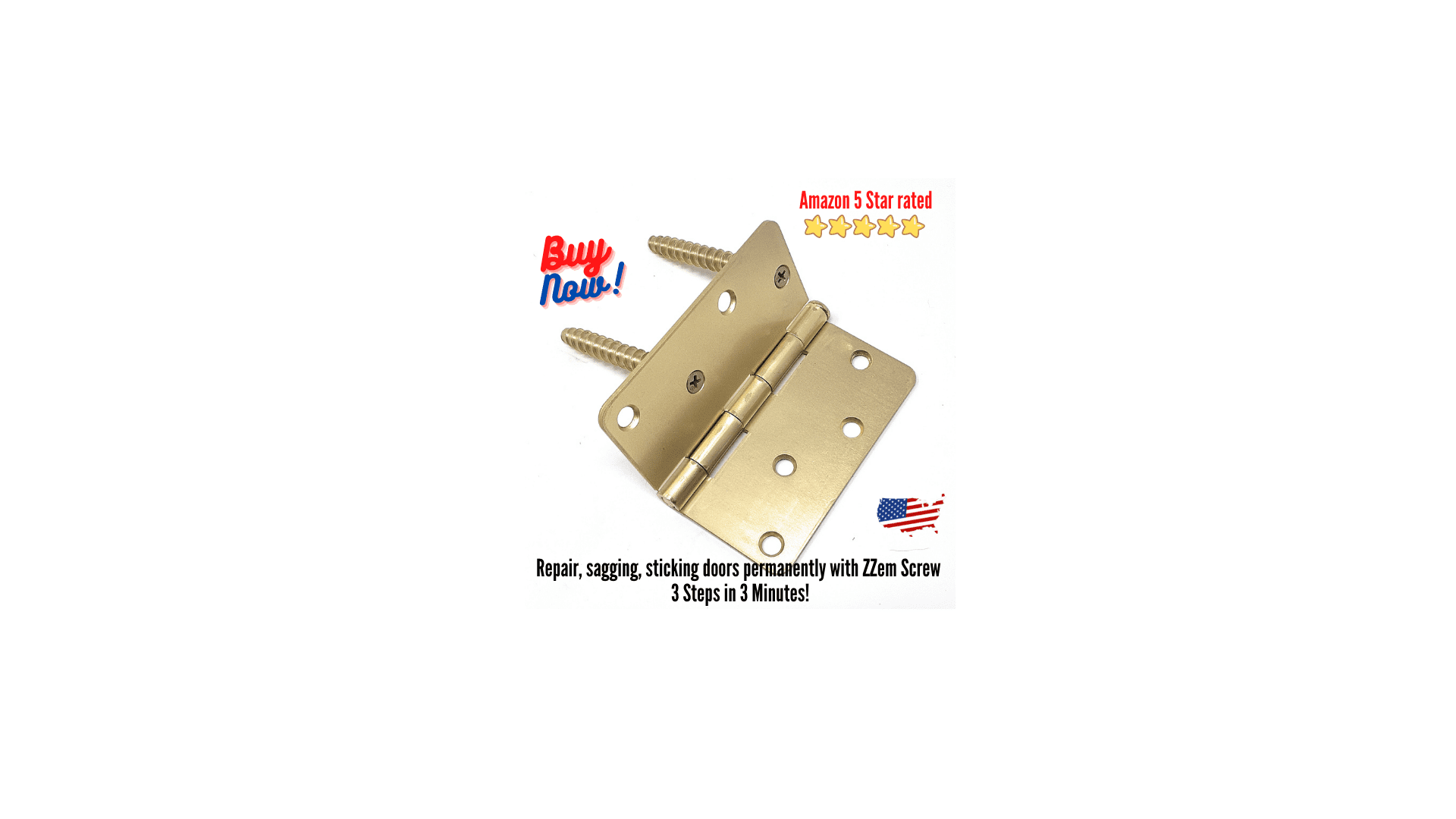 4 Pk #9X3" | ZZem Screw Door Security & Stripped Screw hole Repair kit-Fix Sagging Doors Permanently!