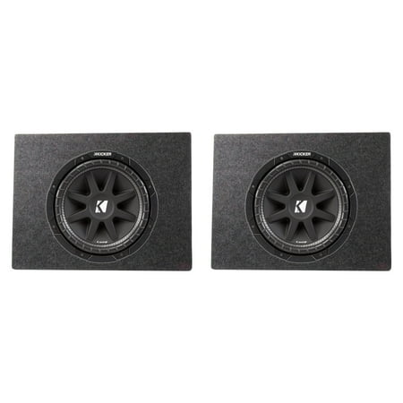 Kicker Comp 43C104 10 Inch 300 Watt Subwoofer (2 Pack) & Box Enclosure (2 Pack)