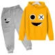 thumbnail image 3 of Sudadera con capucha y pantalón con estampado de cara sonriente para niños, traje de 2 piezas, ropa de moda para niños y niñas, sudadera, conjunto deportivo para bebés y adolescentes, 3 of 5
