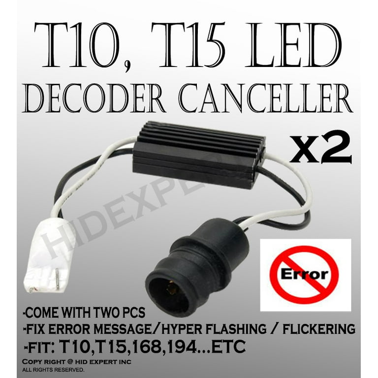 ICBEAMER T10 T15 W5W 168 194 921 175 2825 Decoder LED Signal Lights Warning  Canceller Adapter Error Free Load Resistor(Pack of 2pcs)