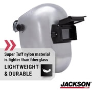 Jackson Safety Welding Helmet - Passive - Super Tuff Nylon - Lift Front - 2 x 4.25 Viewing Area - Shade 10 - 370 Speed Dial Headgear - Silver - 280PL Series