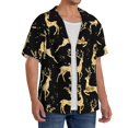 thumbnail image 2 of Pofeuu Christmas Gold Deers Print Mens Casual Short Sleeve Shirts Beach Summer Spread Collar Pocket Tops Men's Casual Short-sleeved Shirt-X-Large, 2 of 5