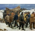 thumbnail image 2 of Ancher, Michael 18x15 Black Ornate Wood Framed with Double Matting Museum Art Print Titled - The lifeboat is driven through the dunes, 2 of 4