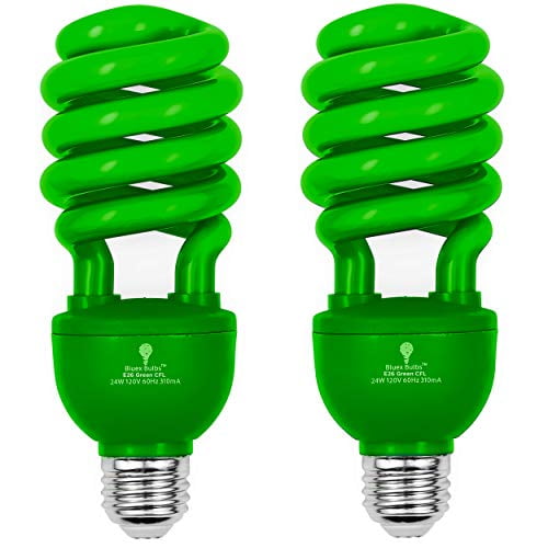 2 Pack BlueX CFL Green Light Bulb 24W 100Watt Equivalent E26