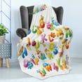 thumbnail image 4 of Educational Soft Flannel Fleece Throw Blanket, Cheerful Cartoon Fun Alphabet Design Font Preschool Kindergarten Design, Cozy Plush for Indoor and Outdoor Use, 60" x 80", Multicolor, by Ambesonne, 4 of 5
