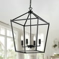 thumbnail image 4 of Warehouse of Tiffany Buelex 4 Light 16 inch Matte Black Lamp Post Lantern Style Iron Chandelier, 4 of 5