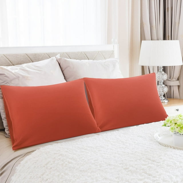 REGALWOVEN Soft Microfiber Pillowcases Set of 2 Pillowcases Standard Orange 20"x26"