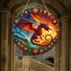 thumbnail image 5 of Decoración colgante Dragones Atrapasol Vitral Vitral Colgante Dragones Regalos para hombres Dragones de fuego Atrapasol para ventanas abatibles H Vidrio pintado para dragones Colgante de dragón, 5 of 6