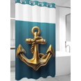 thumbnail image 4 of Yellow Anchor No Hook Shower Curtain Waterproof, Bathroom Curtains with Snap in Liners and See Through Top Window, Coastal Nautical Anchor Turquoise Hotel Style Bathtub Curtains Shower 36"Wx72"L, 4 of 8