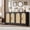 black, variant on 59 Inch Boho Rattan Storage Cabinet with 4 Doors Modern Buffet Sideboard Console Table Large Capacity Storage Organizer Coffee Bar Cabinet for Living Room Kitchen Dining Room, Black