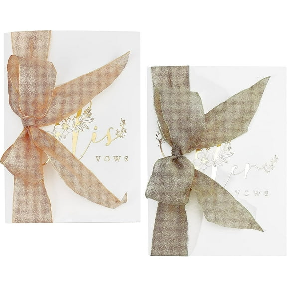 1 Bag Vow Books for Wedding Bride and Groom Bridal Shower Gifts Booklet Keepsake Vow Renewal Notebook His and Hers Marriage Vows Rustic Wedding Decorations Wedding Day Officiant Book Set of 2