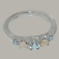 thumbnail image 5 of LBG British Made 10k White Gold Womens Ring Natural Aquamarine & Opal band Ring - 33 size options - Size 7.5, 5 of 6