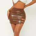 thumbnail image 2 of Sngxgn Womens Wool Plaid Mini Skirt Fall Winter High Waisted Bodycon Pencil Skirt(Brown,S), 2 of 8