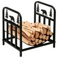 thumbnail image 1 of Black Firewood Rack with Bear & Tree Design - 16.5" Log Holder for Patio, Fireplace & Garden - 110lb Capacity Steel Storage Rack, 1 of 7