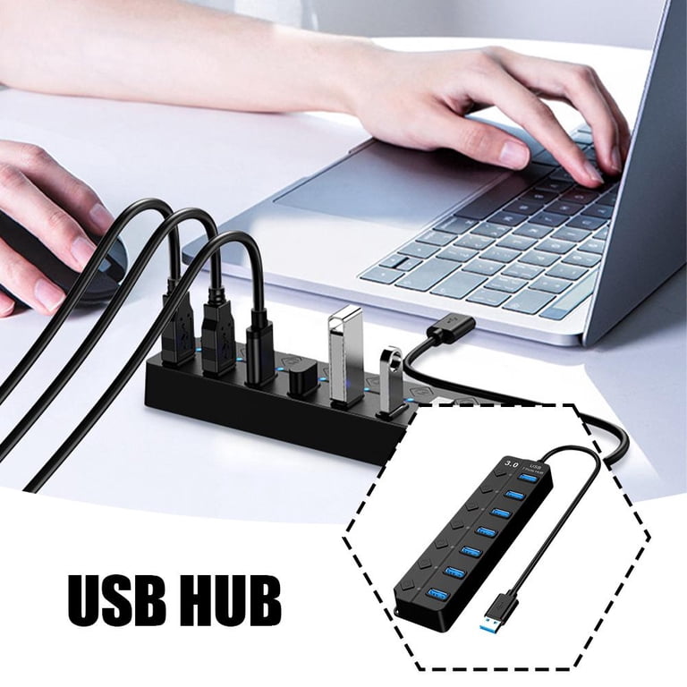 Hub USB 3.0 4 Porte 5Gbps Con Cavo – WYMECT, Multipresa Per PC/Laptop