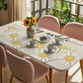 thumbnail image 3 of Daisy Flower Table Cloths for 4 Foot Rectangle Tables, Vintage Farmhouse Country Floral Plant Patio Waterproof Elastic Fitted Tablecloths, Washable Rectangular Table Cover for Camping, 3 of 8