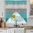 thumbnail image 6 of Turquoise Wood Grain Swag Valances for Windows, Kitchen Window Curtains Over Sink, Country Retro Wooden Plank Gray Window Treatment Curtains for Living Room/Bedroom Curtains 2 Panel Sets 36"x45", 6 of 8