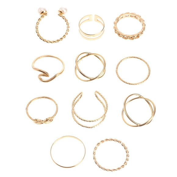 10 anillos ajustables con diseño abierto para nudillos, adornos para dedos (dorados)