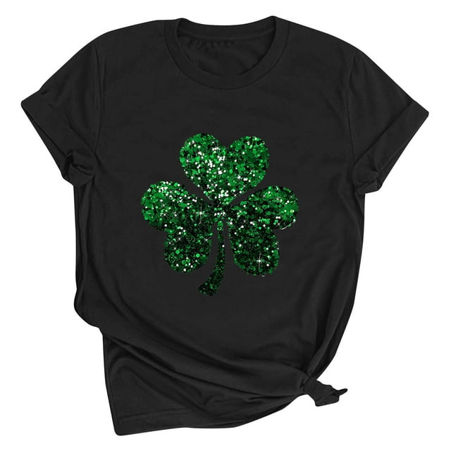Dealovy T-Shirts pour Femmes, Manches Courtes, Col Rond, Ample, Motif Cœur Trèfle