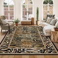 thumbnail image 3 of Leopard Print Area Rug, Washable Low Pile Carpet with Non-Slip TPR Backing, Soft Patchwork Rug for Living Room, Bedroom, Dining Room & Office – Brown, 3 of 8